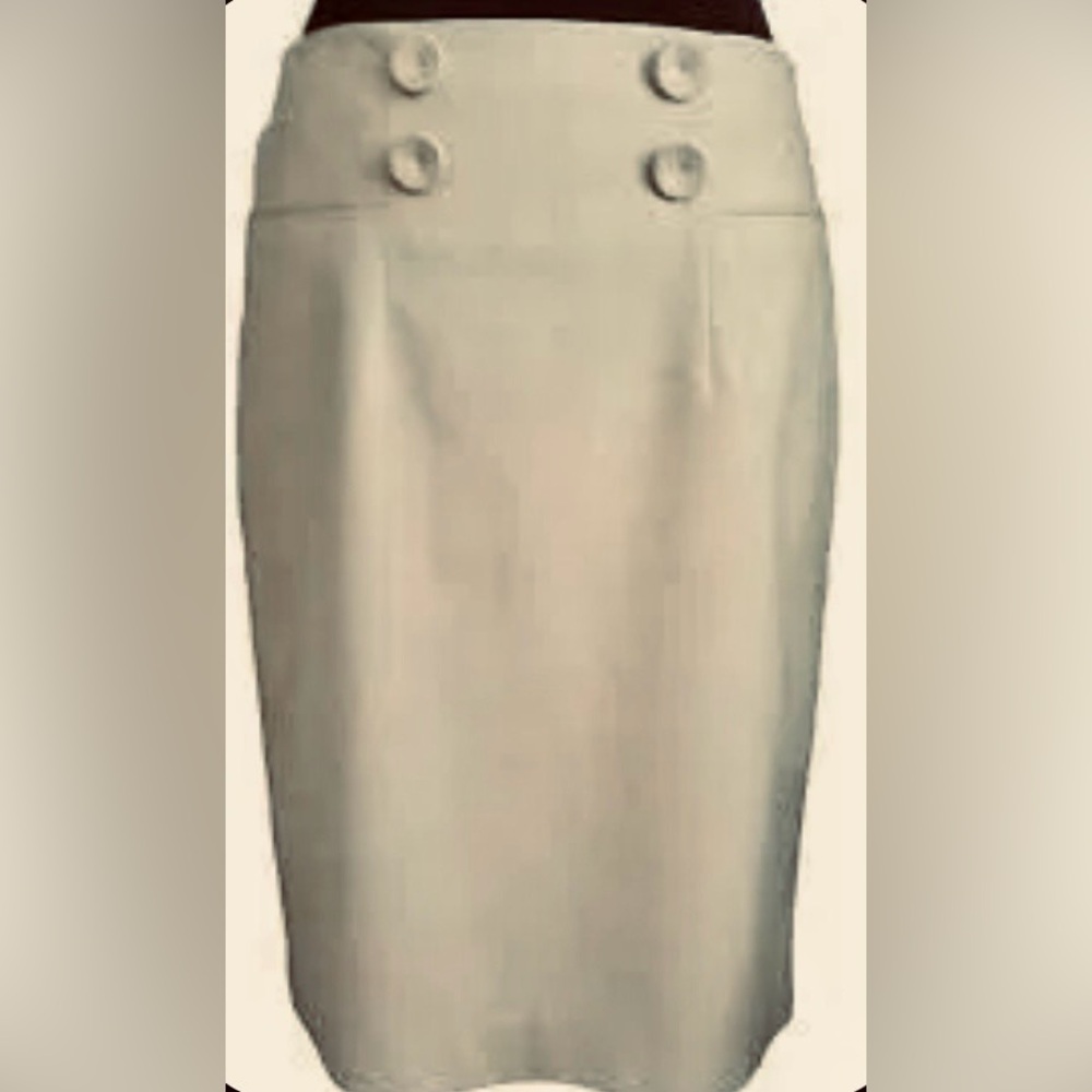 THE LIMITED Khaki Beige Pencil Skirt with Buttons, Size: 6, EUC, (PMB3)